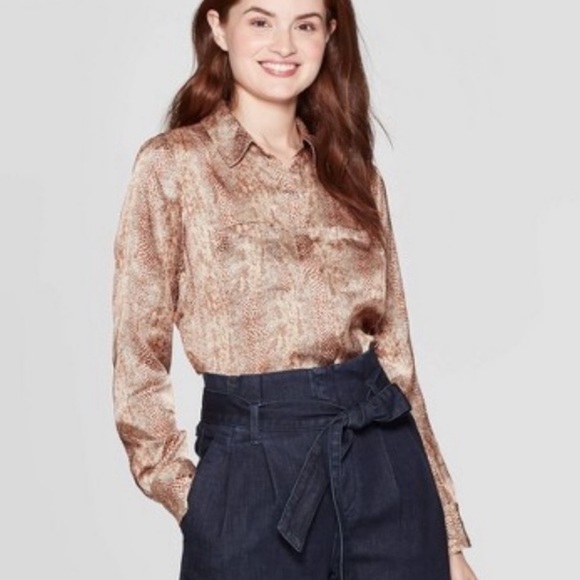 a new day Tops Snake Print Button Up Blouse Poshmark